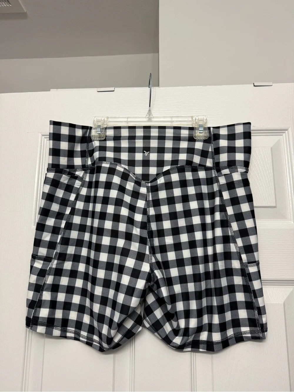 Old Navy Black and White Gingham High-Waist Bike Shorts